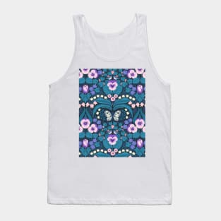 Dollhouse garden, pansies, birds and butterflies Tank Top